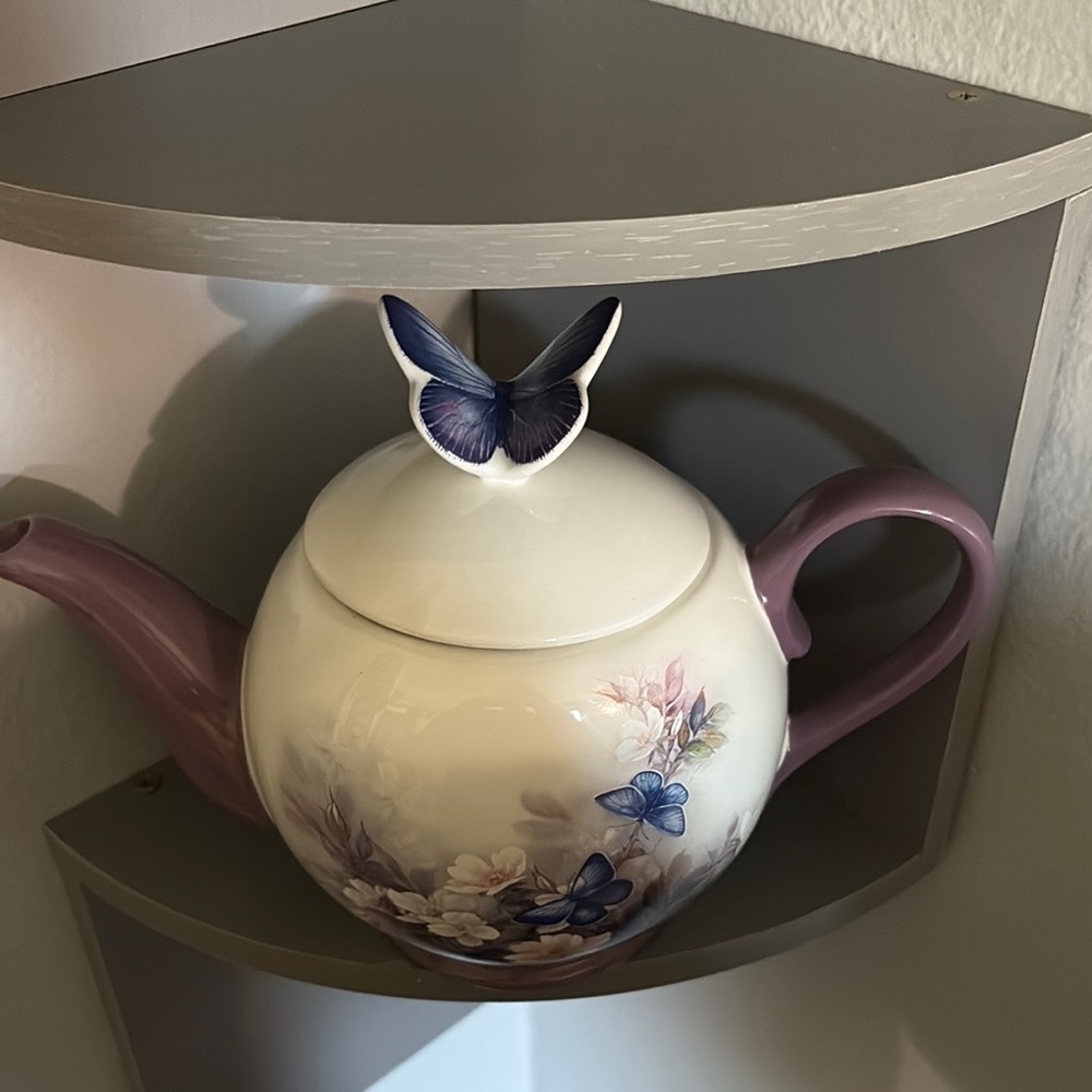 Purple and Blue Ceramic Teapot Art - Picture 3 of 8